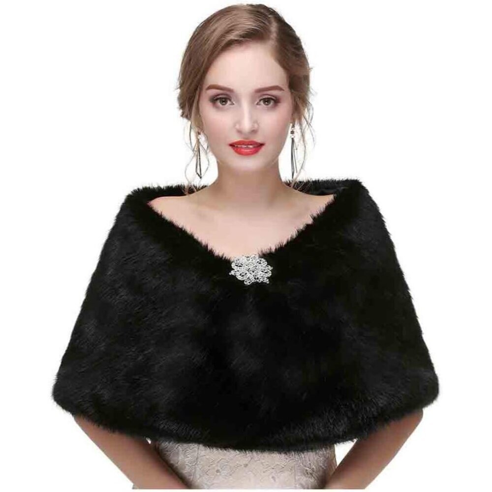 Women's Faux Fur Wraps Shawls Capelet Wedding Wraps Sleeveless Elegant